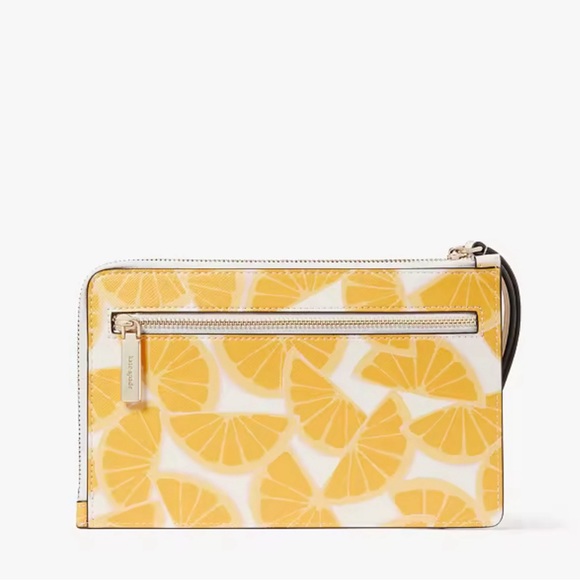 Kate Spade Staci Orange Toss Medium L-Zip Wristlet Multi - Picture 13 of 14